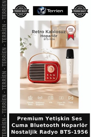 Premium Yetişkin Ses Cuma Bluetooth Hoparlör Nostaljik Radyo BTS-1956