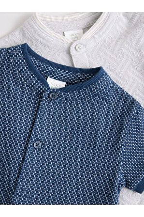 Next Baby 100% Pamuklu Lacivert Gri 2'li Romper Set