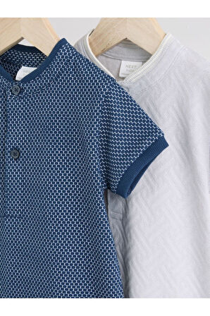 Next Baby 100% Pamuklu Lacivert Gri 2'li Romper Set