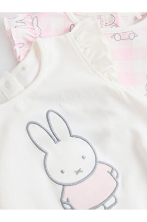 Next Baby %100 Pamuklu Pembe Tavşan Desenli 2'li Romper  et