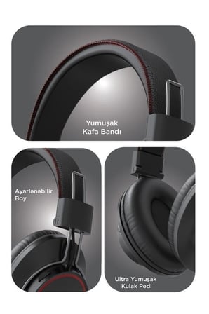 Delux Serisi Bluetooth Kulaklık Kafa Üstü HD10 Siyah Taşınabilir Cihaz Ses Ekipmanı