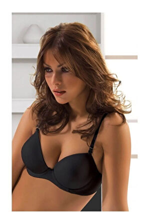 Kadın Siyah Micro Kaplı Silikonlu Sütyen Lejardın-7080