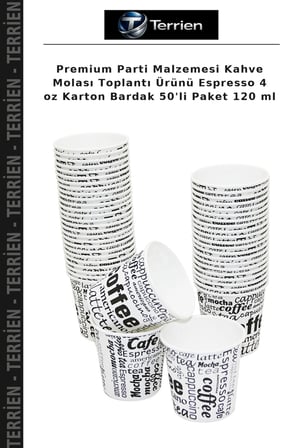 Premium Parti Malzemesi Kahve Molası Toplantı Ürünü Espresso 4 oz Karton Bardak 50'li Paket 120 ml