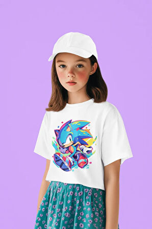 Sonic Baskılı Unisex Çizgi Film Çocuk Tişört (1-12 YAŞ)