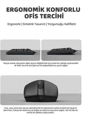 Özel Üretim Donanım Bilişim Çalışma Kablolu Q Klavye Mouse Seti KM290 Siyah