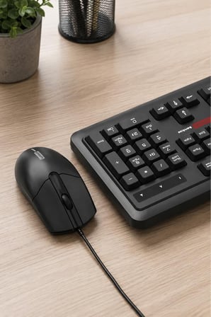 Özel Üretim Donanım Bilişim Çalışma Kablolu Q Klavye Mouse Seti KM290 Siyah