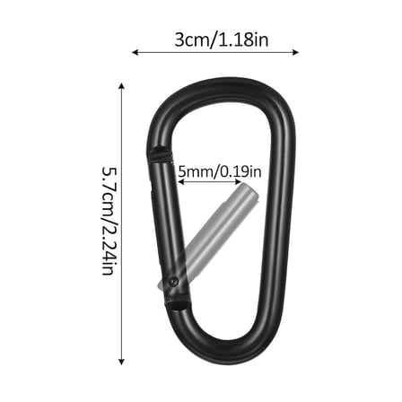 Microcase Profesyonel Karabin 5.7 cm Siyah Alüminyum Taktik Dağcılık Anahtarlık Askısı Çanta Klipsi Kancası 5 Adet - AL5887