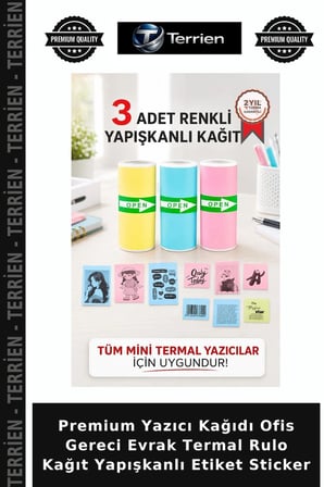 Premium Yazıcı Kağıdı Ofis Gereci Evrak Termal Rulo Kağıt Yapışkanlı Etiket Sticker