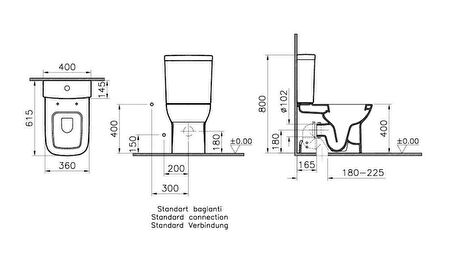 Vitra S20 KARE Klozet Takımı+Soft Kapak+Basmalı İç Takım