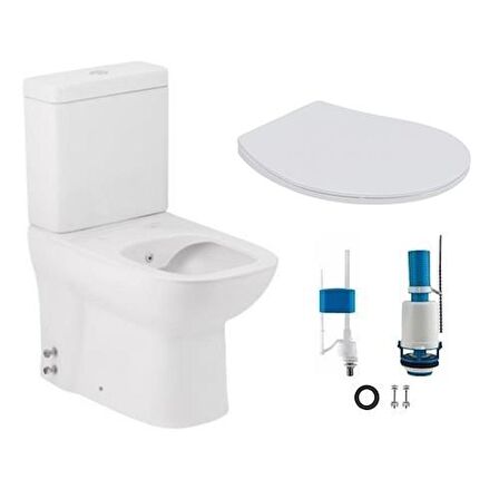 Seramiksan Volcano Duvara Sıfır Klozet + Slim Yavaş Kapak + VitrA İç Takım Set