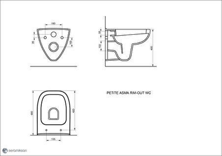 Seramiksan Petite Kanalsız Rim-Out Asma Klozet + Yavaş Kapanır Kapak
