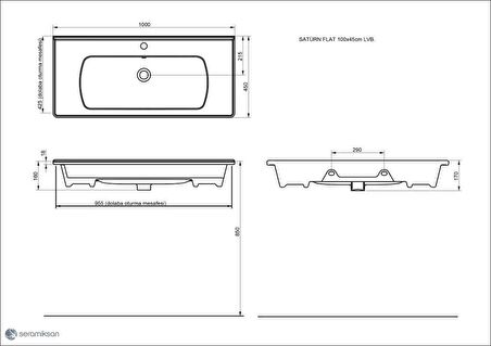 Seramiksan Saturn Flat 100 cm Etajerli Lavabo