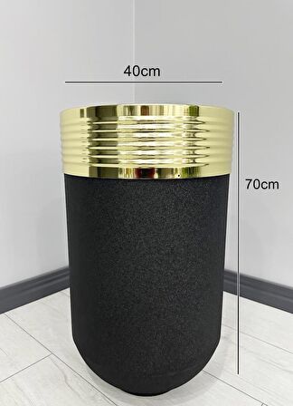 ELEGANT Dekoratif Gold Darbuka Siyah Saksı 70cm