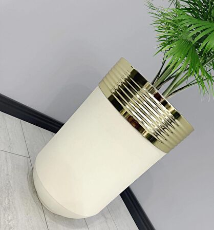ELEGANT Dekoratif Gold Darbuka Krem Saksı 60cm