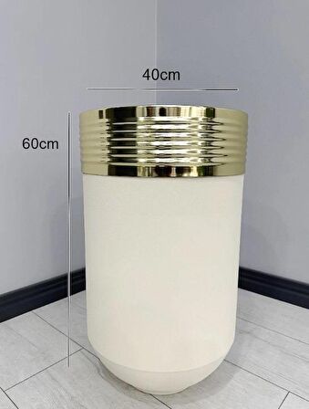ELEGANT Dekoratif Gold Darbuka Krem Saksı 60cm