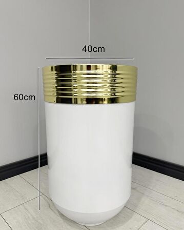 ELEGANT Dekoratif Gold Darbuka Parlak Beyaz Saksı 60cm