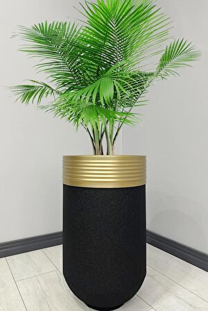 ELEGANT Dekoratif Eskitme Darbuka Siyah Saksı 60cm