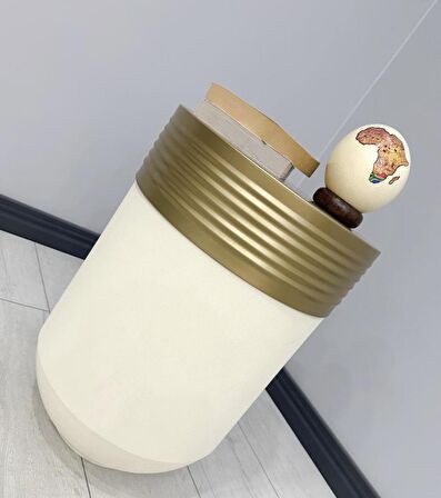 ELEGANT Dekoratif Eskitme Darbuka Krem Sehpa 60cm
