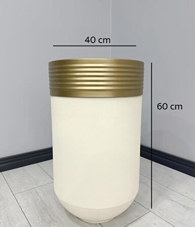 ELEGANT Dekoratif Eskitme Darbuka Krem Saksı 60cm
