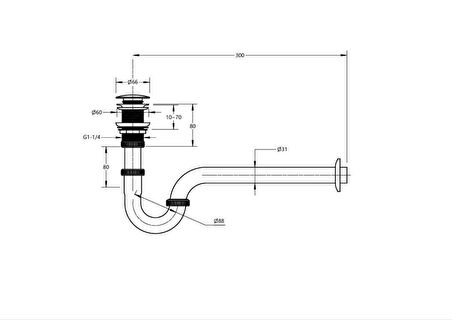 Krom Lavabo Sifonu Pop-up Q32mm U borulu