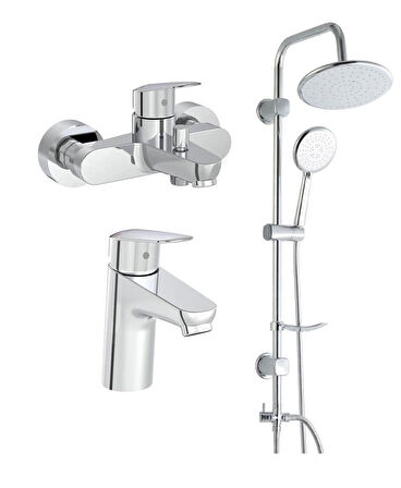 Artema Flow Round Banyo Bataryası + Lavabo Bataryası + Duxxa Bolero Duş Sistemi Set