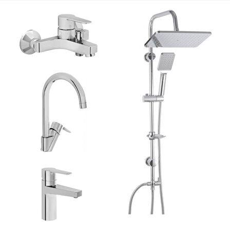 Artema Nora S Banyo Bataryası + Lavabo Bataryası + Eviye Bataryası + Duxxa Mirage Duş Seti