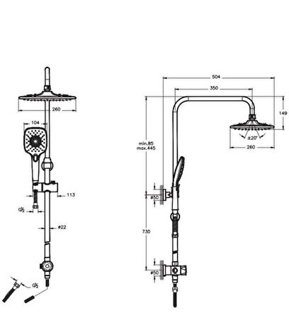 Artema Solid S Banyo Bataryası + Kuğu Lavabo Bataryası + 3S Duş Sistemi