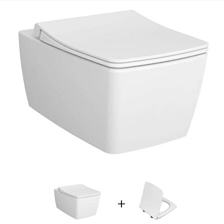 VitrA Metropole Rim-Ex Kanlasız Asma Klozet + Duroplast Slim Yavaş Kapanan Klozet Kapağı SET 