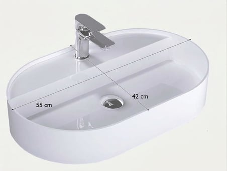 QUARTER BATH Smooth Line Tezgah Üstü Lavabo 55x42