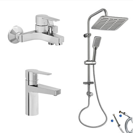 Artema Nora S Banyo Bataryası + Nora S Lavabo Bataryası + Doppo Siena Lux Tepe Duş Sistemi