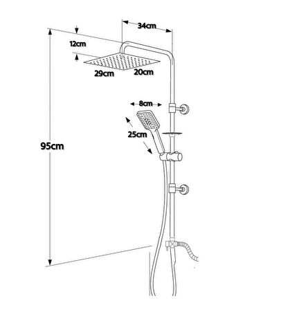 Artema Nora S Banyo Bataryası + Nora S Lavabo Bataryası + Doppo Siena Lux Tepe Duş Sistemi