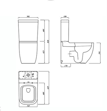 S25 SQUARE DUVARA SIFIR KANALSIZ KLOZET+REZERVUAR+İÇ TAKIM+KLOZET KAPAĞI SET  