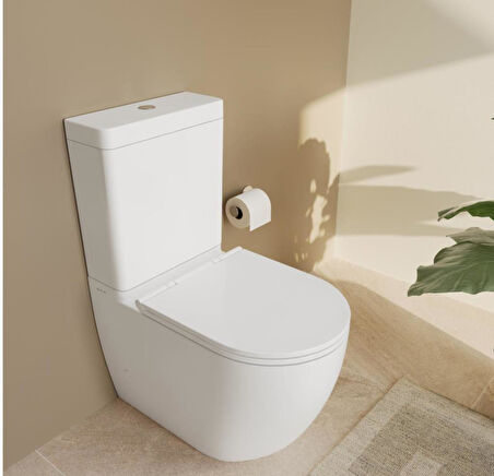 S55 DUVARA SIFIR KANALSIZ KLOZET+REZERVUAR+İÇ TAKIM+KLOZET KAPAĞI SET  