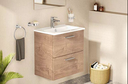 Mia 60 cm Çekmeceli altın meşe alt dolap + lavabo