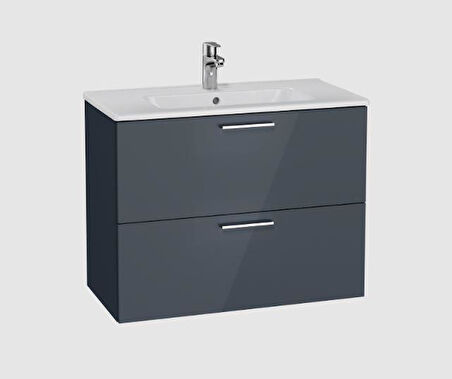 Mia 60 cm Antrasit Çekmeceli alt banyo dolabı + lavabo 