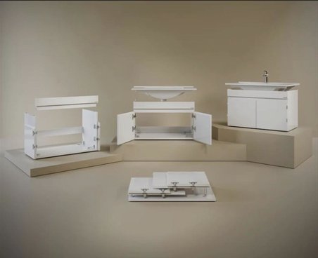 Creavit Flexio 65 Cm Katlanabilir Banyo Dolabı Beyaz Set