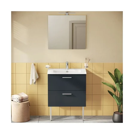 66102 Mia Banyo Dolabı Seti Çekmeceli, Ayaklı, 70 cm, Antrasit