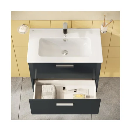 66102 Mia Banyo Dolabı Seti Çekmeceli, Ayaklı, 70 cm, Antrasit