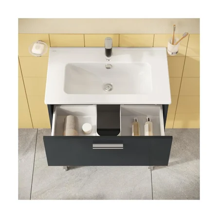66102 Mia Banyo Dolabı Seti Çekmeceli, Ayaklı, 70 cm, Antrasit