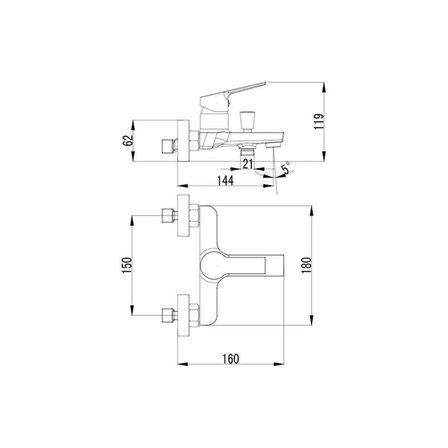 CREAVİT LUNA BANYO BATARYASI + DOPPO LONG TEPE DUŞ SİSTEMİ İKİLİ SET