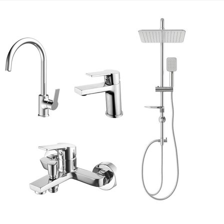 CREAVİT LUNA BANYO + LAVABO +EVİYE BATARYASI + DOPPO LONG TEPE DUŞ SİSTEMİ İKİLİ SET
