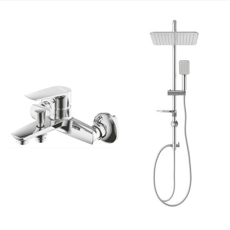 CREAVİT SOLO BANYO BATARYASI + DOPPO LONG TEPE DUŞ SİSTEMİ İKİLİ SET