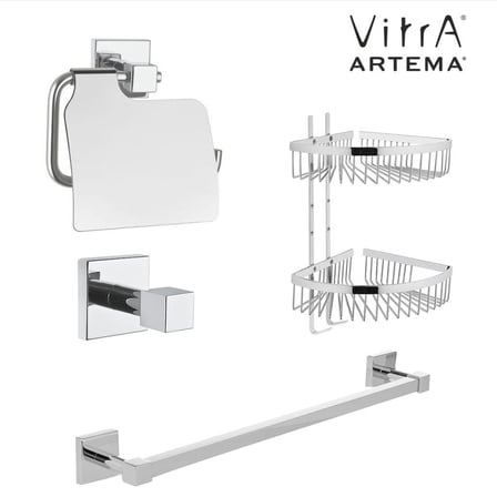 ARTEMA Q-LİNE UZUN HAVLULUK A44995+KAPAKLI KAĞITLIK A44996+ASKILIK A44998+İKİLİ KÖŞE RAF A44160 SET