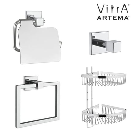ARTEMA Q-LİNE KARE HAVLULUK A44994+KAPAKLI KAĞITLIK A44996+ASKILIK A44998+İKİLİ KÖŞE RAF A44160 SET