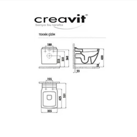 CREAVİT TREND ASMA KLOZET + DUROPLAST YAVAŞ KAPANIR KLOZET KAPAĞI SET 