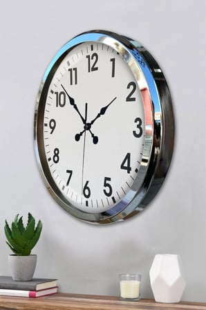 Krom Şıklık 52 Cm Metal Modern Duvar Saat iegxx
