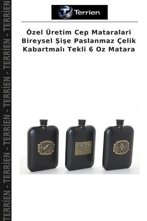Özel Üretim Cep Mataralari Bireysel Şişe Paslanmaz Çelik Kabartmalı Tekli 6 Oz Matara