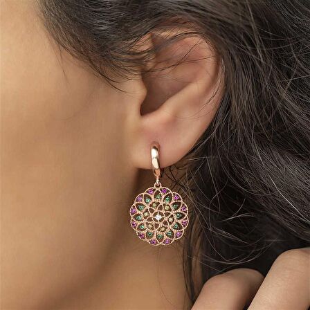 Gümüş Geometrik Desenli Kadın Küpe