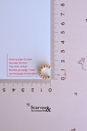 İki Sıralı Taşlı Earcuff Sıkıştırmalı Kıkırdak Küpesi