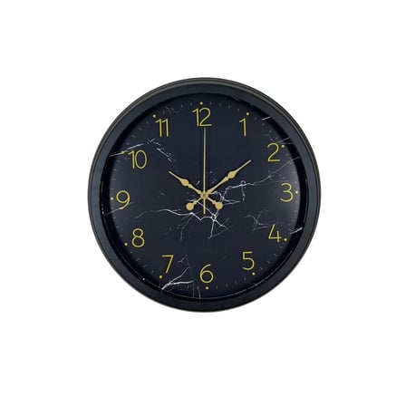 Siyah 40 Cm Mermer Desenli Metal Duvar Saati iegxx